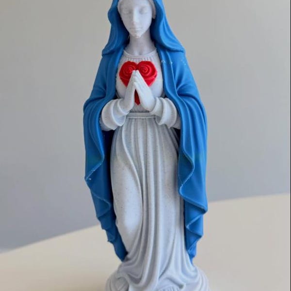 Multicolour Immaculate Heart of Mary statue with personalized base