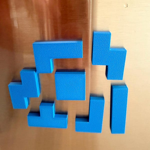 Colourful retro block puzzle fridge magnets
