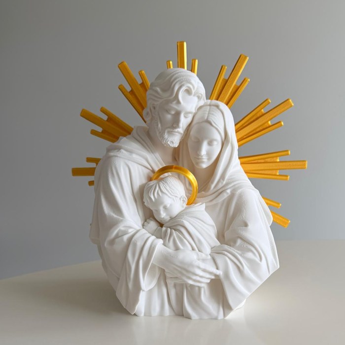 Holy Family bust with gold sunburst halo